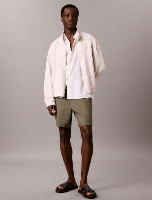 Linen Cotton Drawstring Shorts, Dusty Olive