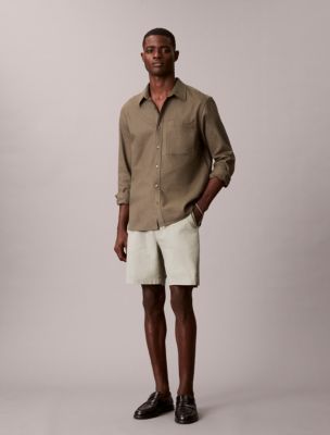 Linen Cotton Pull-On Shorts, Shadow