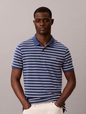 Liquid Touch Stripe Polo Shirt, Dark Denim