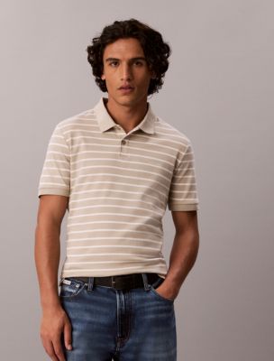 Liquid Touch Stripe Polo Shirt, Plaza Taupe
