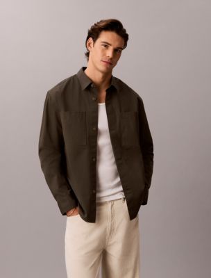 Garment Washed Twill Easy Overshirt, Beluga