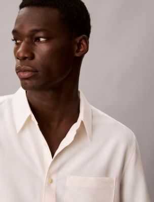 Мужская рубашка Calvin Klein Modal Blend Easy, цвет: Молочный — фото 2