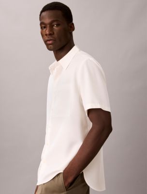 Мужская рубашка Calvin Klein Modal Blend Easy, цвет: Молочный — фото 6