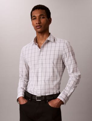 Yarn-Dyed Plaid Slim Shirt, Harbor Mist
