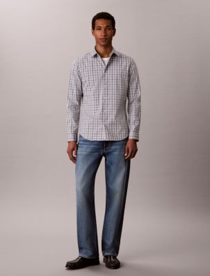 Мужская рубашка Calvin Klein Yarn-Dyed Plaid Supima Slim, цвет: Синий — фото 5