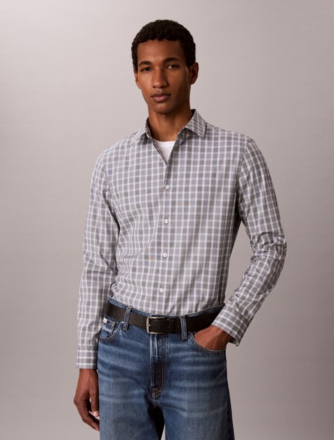 Мужские рубашки Calvin Klein Yarn-Dyed Plaid Supima Slim Shirt