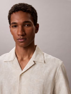 Мужские рубашки Calvin Klein Linen Cotton Camp Collar Easy Shirt — фото 3