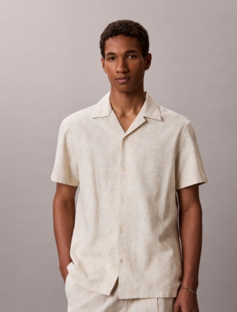 Мужские рубашки Calvin Klein Linen Cotton Camp Collar Easy Shirt