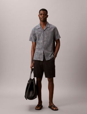Мужская рубашка Calvin Klein Linen Cotton Camp Collar Easy, цвет: Turbulence — фото 3