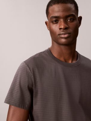 Мужская футболка Calvin Klein Textured Stripe Classic, цвет: Чёрный устричный — фото 2