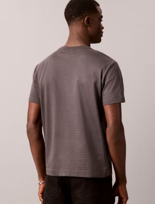 Мужская футболка Calvin Klein Textured Stripe Classic, цвет: Чёрный устричный — фото 4