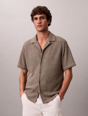 Mesh Camp Collar Easy Shirt, Roasted Cashew