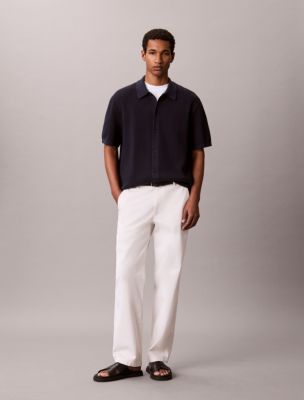 Мужской свитер Calvin Klein Mesh Stitch Button-Down, цвет: Тёмный сапфировый — фото 3