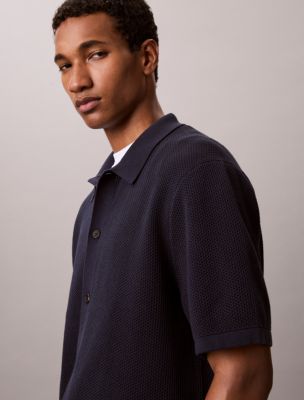 Mesh Stitch Button-Down Sweater | Calvin Klein
