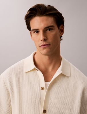 Mesh Stitch Button-Down Sweater | Calvin Klein