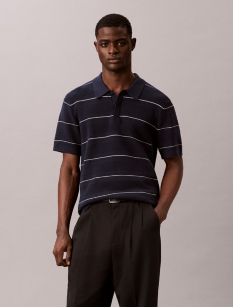 Мужские свитеры Calvin Klein Cotton Stripe Sweater Polo Shirt