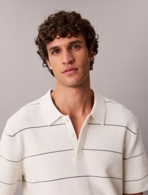 Cotton Stripe Sweater Polo Shirt