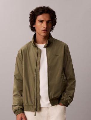 Nylon Grid Bomber Jacket, Dusty Olive