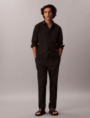 Linen Blend Pants, Black