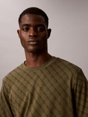 Liquid Touch Monogram Logo Crewneck Tee, Olive Night