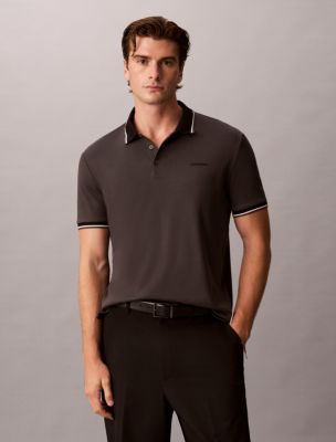 Liquid Touch Tipping Stripe Polo Shirt, Black Oyster