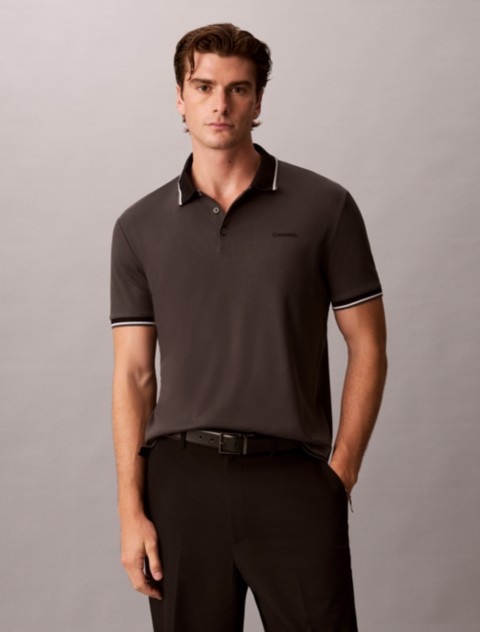 Мужские рубашки Calvin Klein Liquid Touch Tipping Stripe Polo Shirt