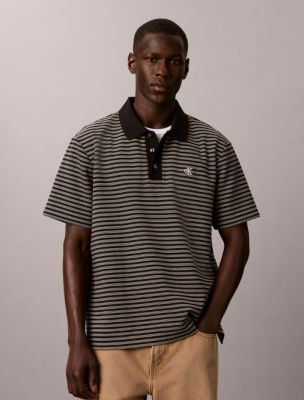Ottoman Stripe Polo Shirt, Black