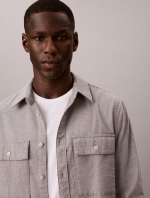 Melange Flannel Classic Button-Down Shirt - thumbnail 4