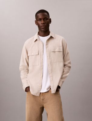 Melange Flannel Classic Button-Down Shirt, Pure Cashmere