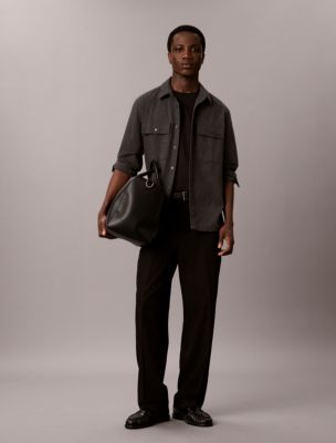 Мужская рубашка Calvin Klein Melange Flannel Classic Button-Down, цвет: Чёрный — фото 3