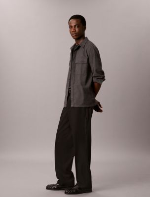 Мужская рубашка Calvin Klein Melange Flannel Classic Button-Down, цвет: Чёрный — фото 6