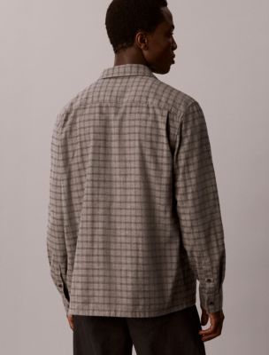 Мужская рубашка Calvin Klein Check Flannel Classic Button-Down, цвет: Угольный меланжевый — фото 4