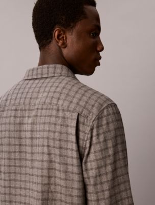 Мужская рубашка Calvin Klein Check Flannel Classic Button-Down, цвет: Угольный меланжевый — фото 6