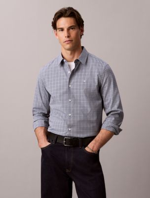 Yarn-Dyed Plaid Stretch Button-Down Shirt, Dark Sapphire