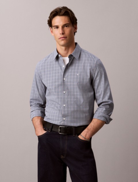 Мужские рубашки Calvin Klein Yarn-Dyed Plaid Stretch Button-Down Shirt