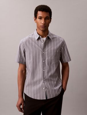 Yarn-Dyed Stripe Stretch Button-Down Shirt, Black Oyster