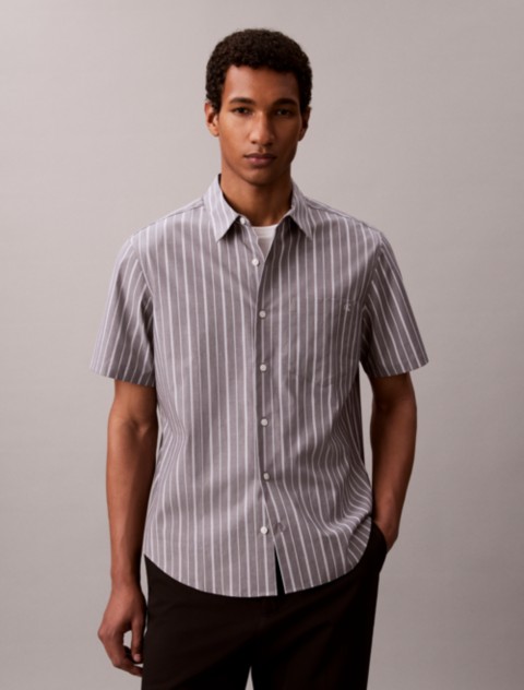 Мужские рубашки Calvin Klein Yarn-Dyed Stripe Stretch Button-Down Shirt