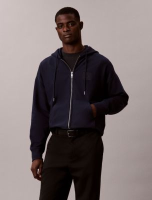 Premium Terry Emblem Logo Zip Hoodie, Dark Sapphire