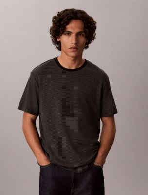 Supima Cotton Stripe Tee, Black