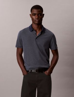 Supima Cotton Stripe Polo Shirt, Dark Sapphire