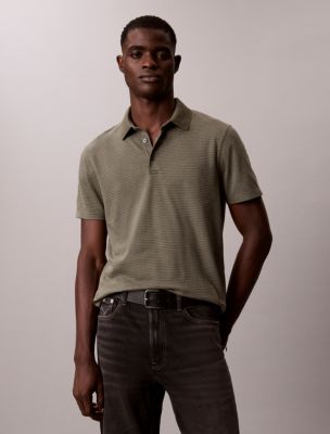 Supima Cotton Stripe Polo Shirt, Olive Night