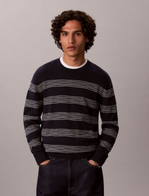 Space Stripe Crewneck Sweater, Dark Sapphire