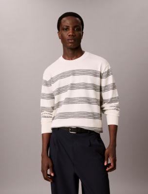 Space Stripe Crewneck Sweater, Tofu