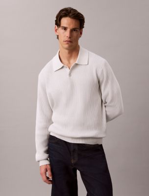 Cotton Relaxed Polo Sweater, Tofu