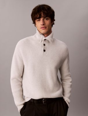 Cotton Wool Stitch Pullover Sweater, Snow Heather