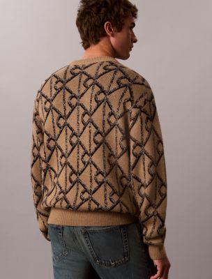 Мужской свитер Calvin Klein из мериносовой смеси с логотипом-эмблемой, цвет: Tigers Eye — фото 4