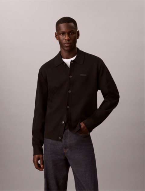 Мужские свитеры Calvin Klein Tech Knit Button Long Sleeve Polo Sweater