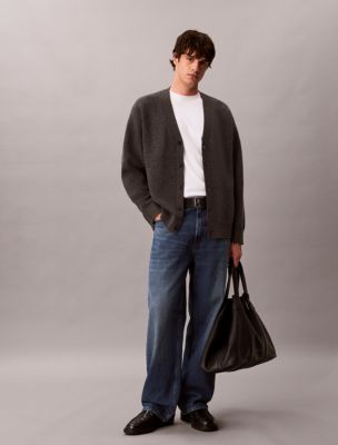 Мужской кардиган Calvin Klein из смеси с мериносовой ягнячьей шерстью, цвет: Графитовый металлик — фото 2