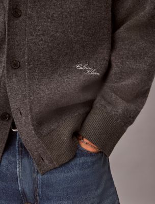 Мужской кардиган Calvin Klein из смеси с мериносовой ягнячьей шерстью, цвет: Графитовый металлик — фото 6