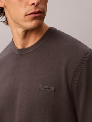 Мужской свитер Calvin Klein Tech Knit Crewneck Sweater Tee, цвет: Чёрный устричный — фото 2